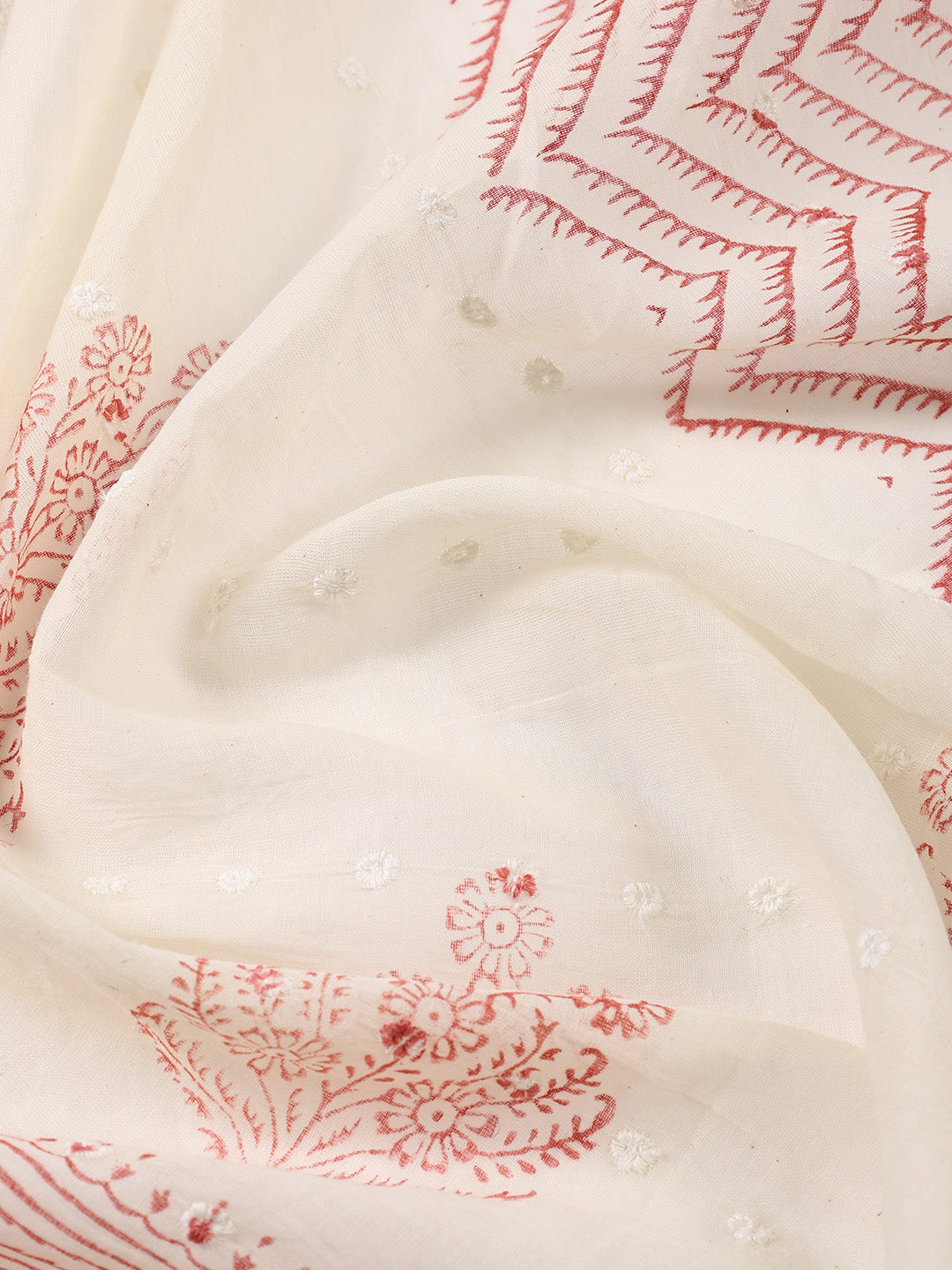 Neck Embroidered Cotton Blend Unstitched Suit With Dupatta