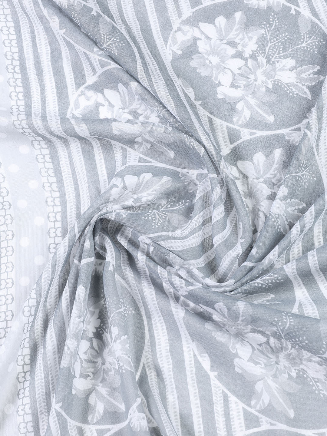 Printed Cotton Blend Unstitched Suit With Dupatta
