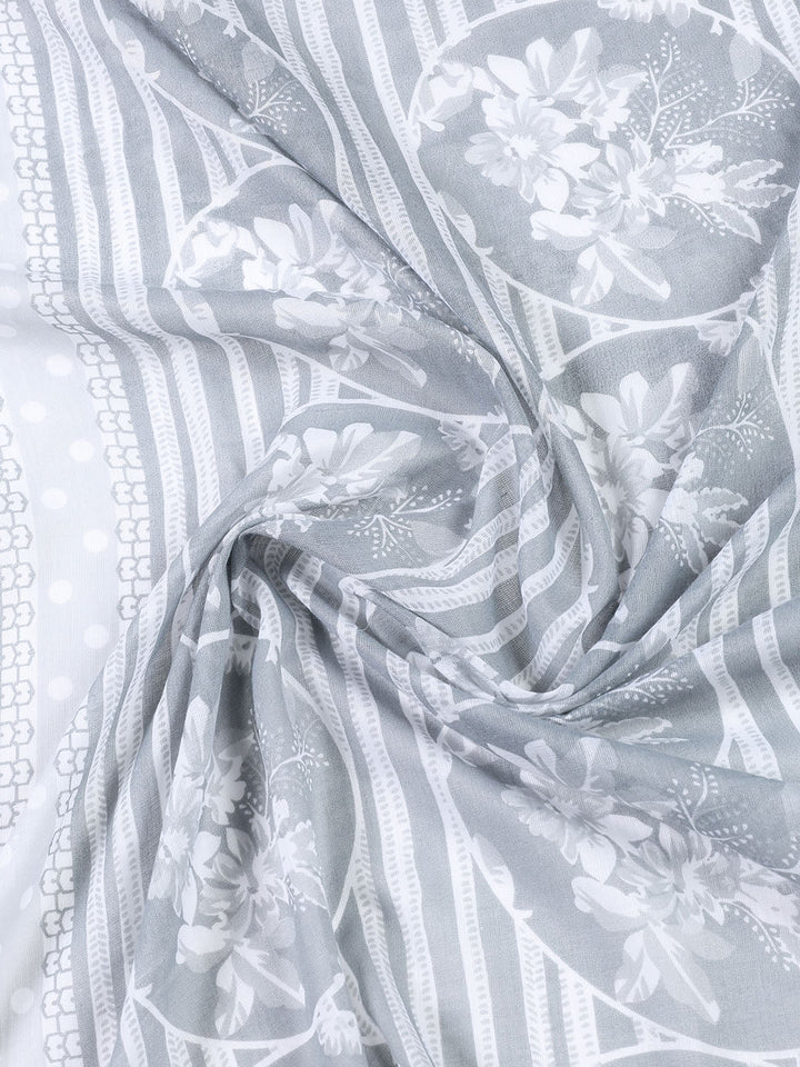 Printed Cotton Blend Unstitched Suit With Dupatta