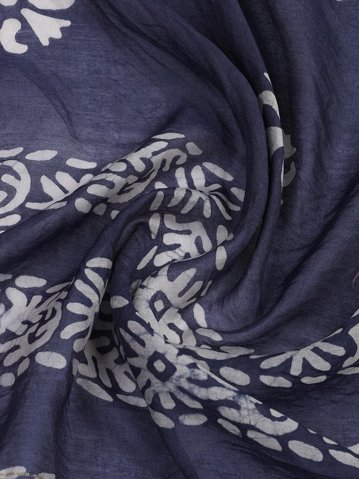Schiffli Embroidery Cotton Blend Unstitched Suit With Dupatta