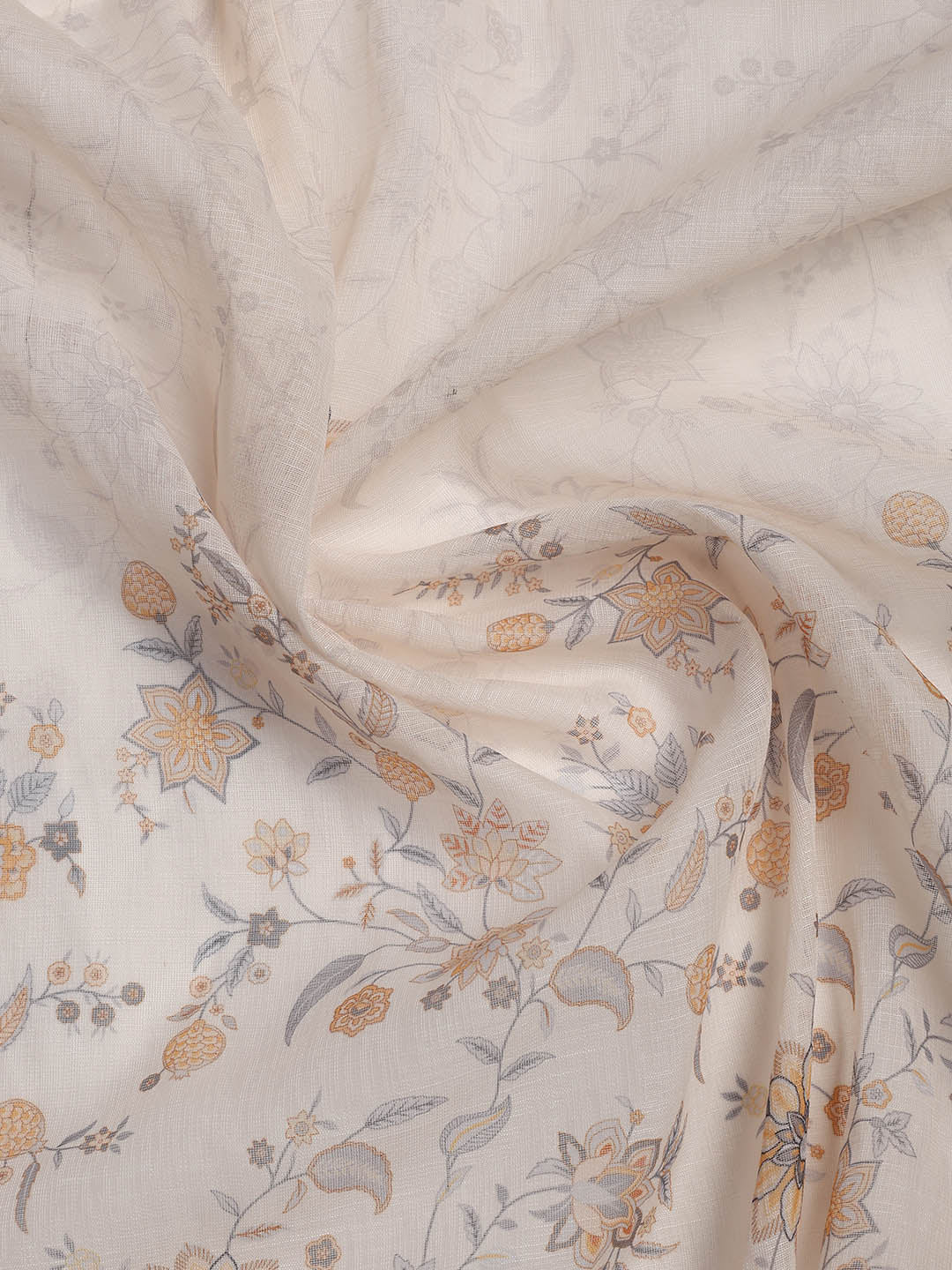 Patch Neck Linen Unstitched Suit Piece With Dupatta