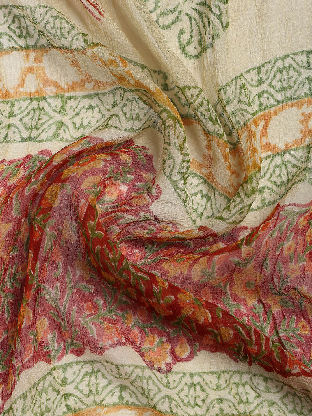 Printed Cotton Blend Unstitched Suit With Dupatta