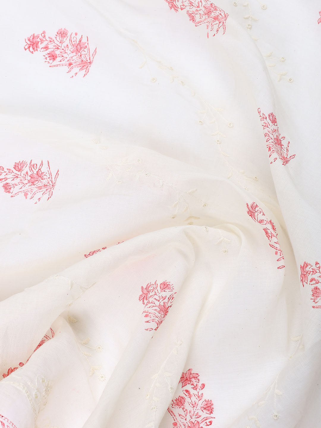 Neck Embroidered Cotton Blend Unstitched Suit With Dupatta