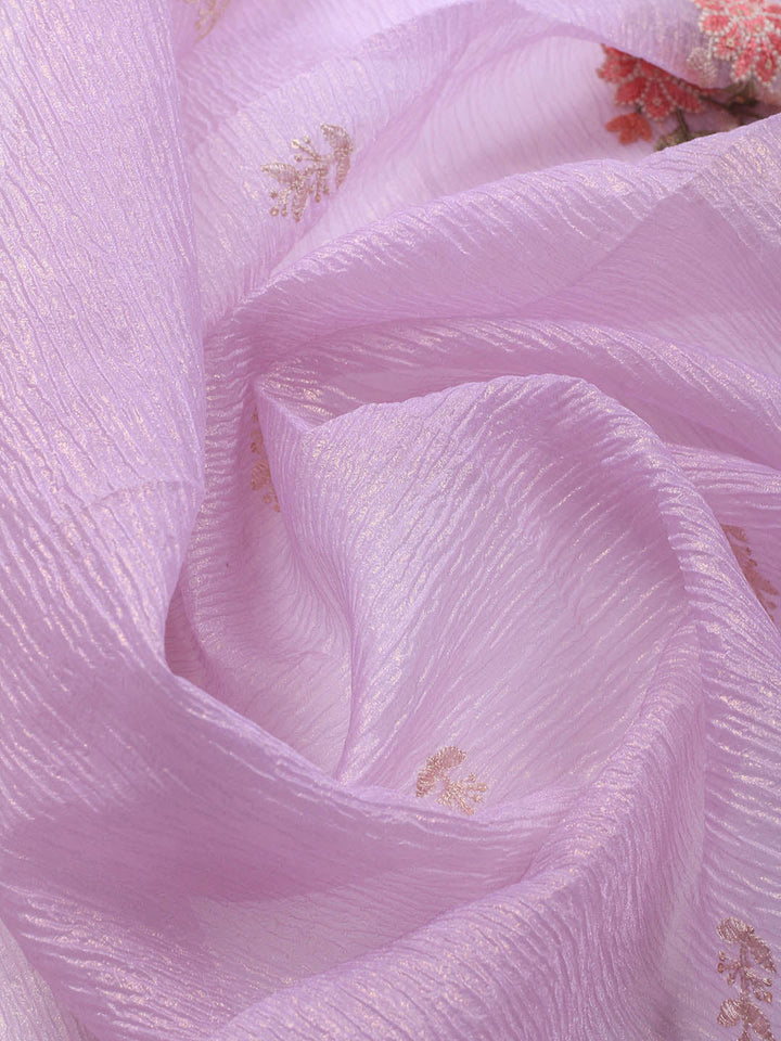 Neck Embroidery Organza Unstitched Suit Piece With Dupatta