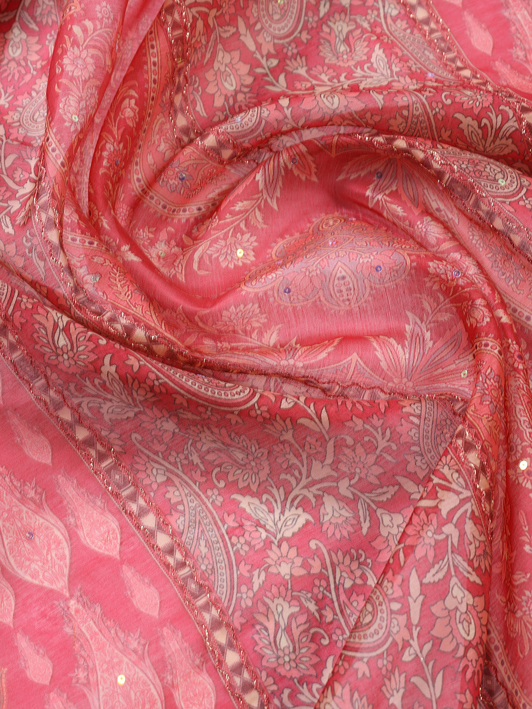 Neck Patti Chanderi Unstitched Suit With Dupatta