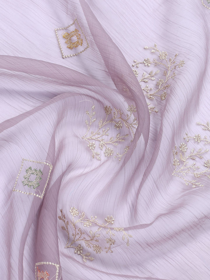 Embroidered Organza Unstitched Suit With Dupatta