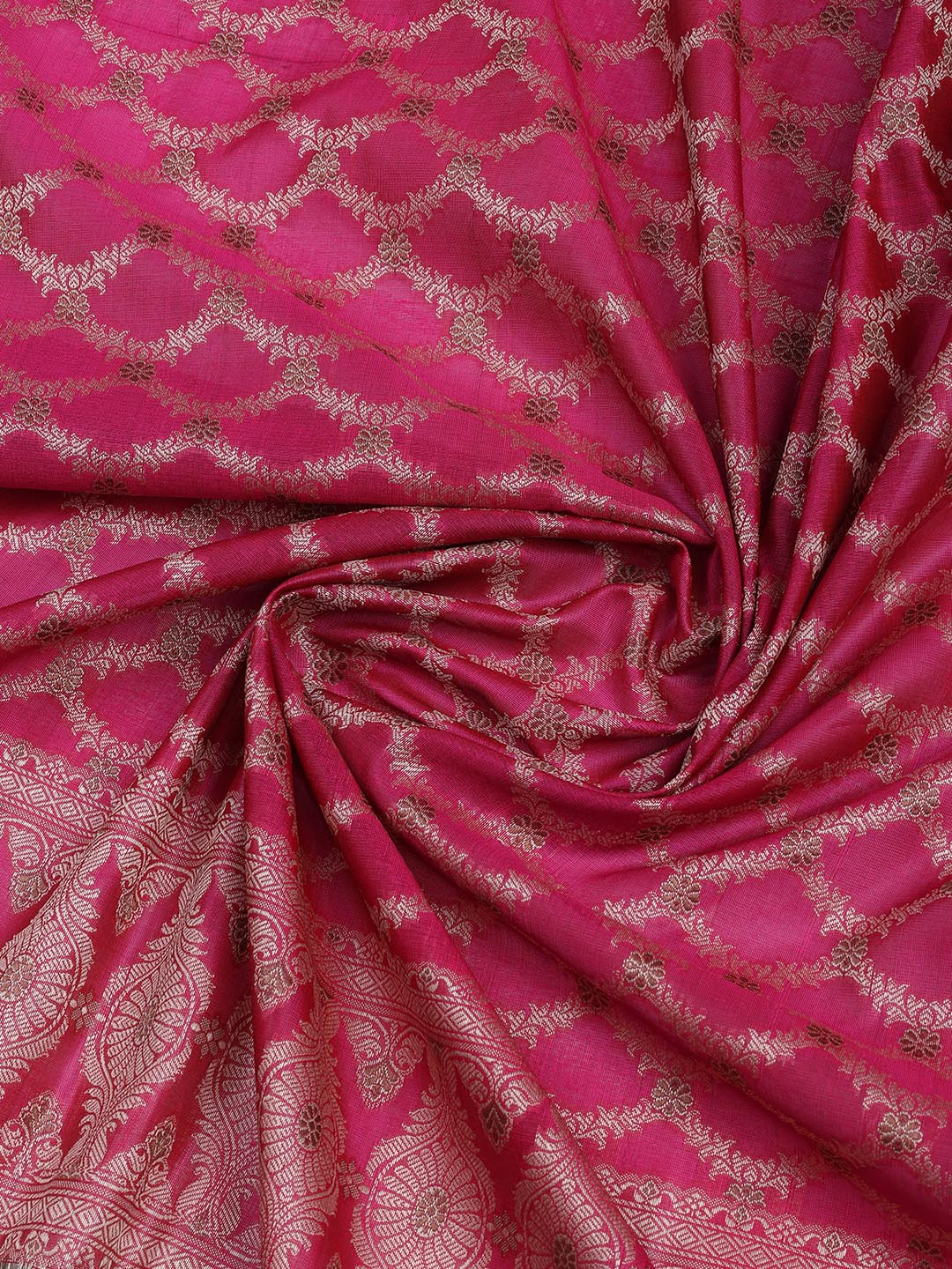 Floral Woven Booti Chanderi Unstitched Suit With Dupatta