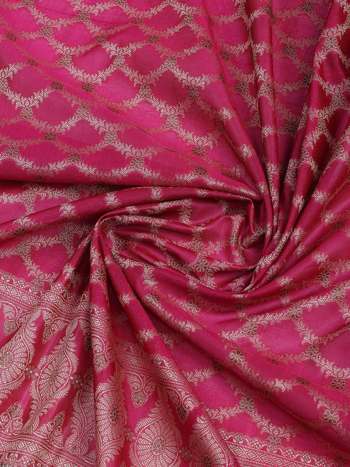 Floral Woven Booti Chanderi Unstitched Suit With Dupatta