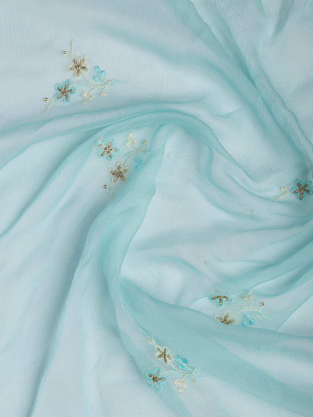 Embroidered Chanderi Unstitched Suit Piece With Dupatta