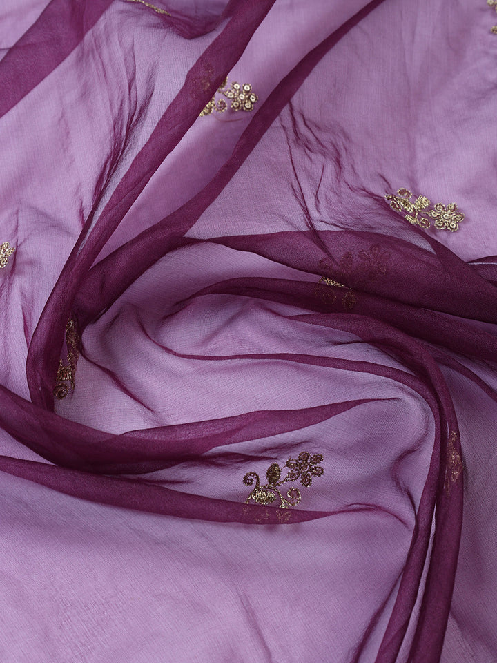 Neck Embroidered Chanderi Unstitched Suit With Dupatta