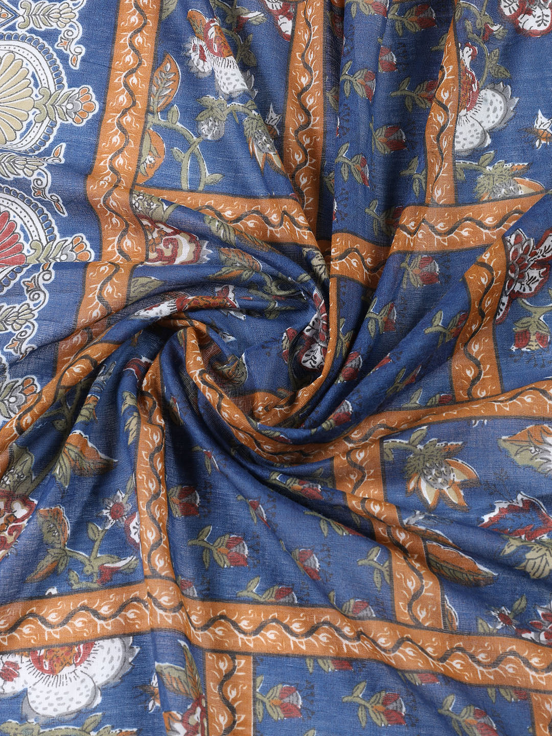 Printed Cotton Blend Unstitched Suit With Dupatta