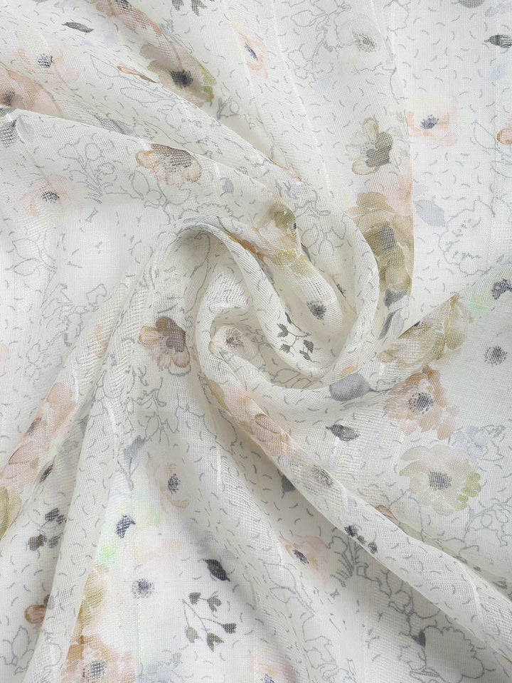 Printed Cotton Blend Unstitched Suit With Dupatta