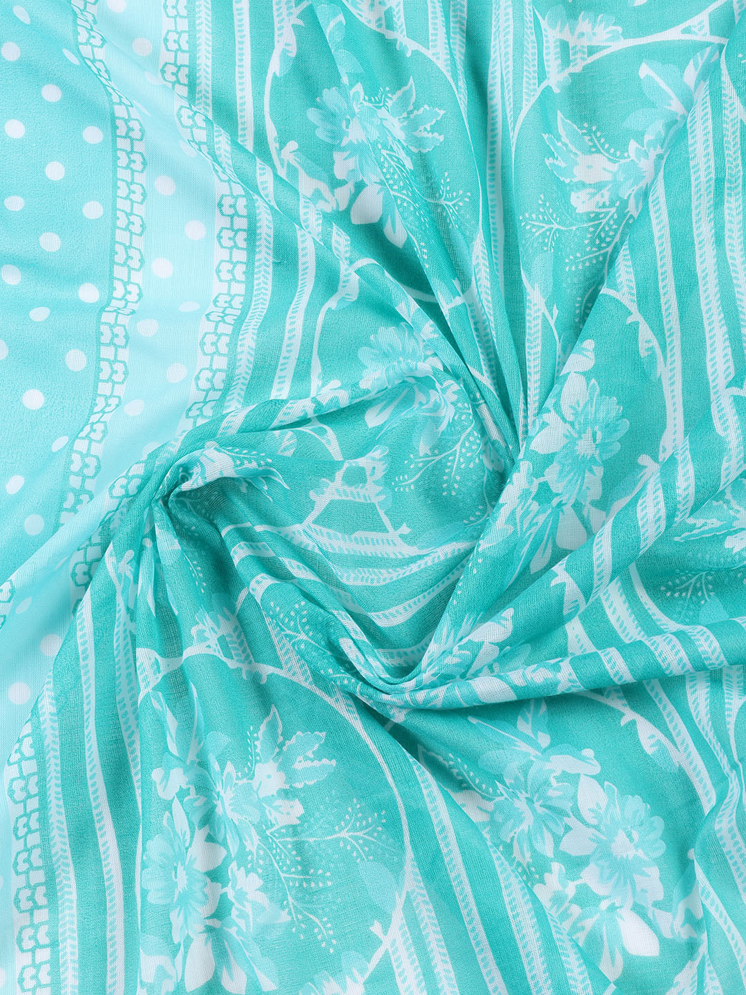 Printed Cotton Blend Unstitched Suit With Dupatta