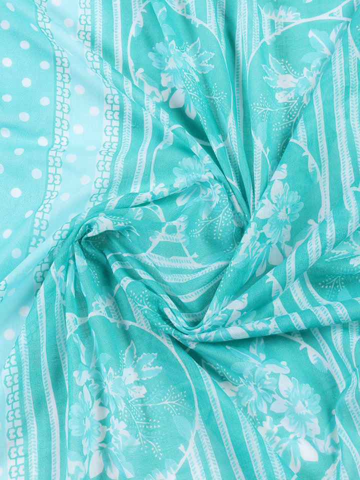 Printed Cotton Blend Unstitched Suit With Dupatta