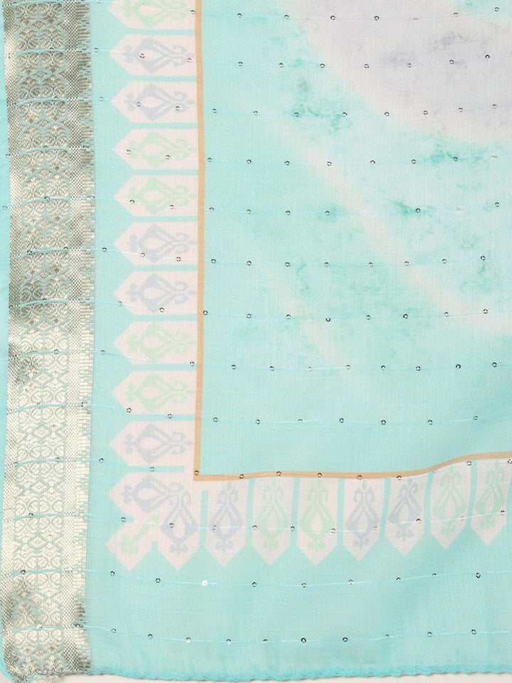 Neck Embroidered Linen Unstitched Suit Piece With Dupatta