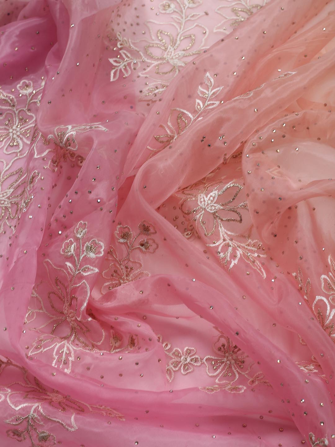 Neck Embroidery Organza Unstitched Suit Piece With Dupatta