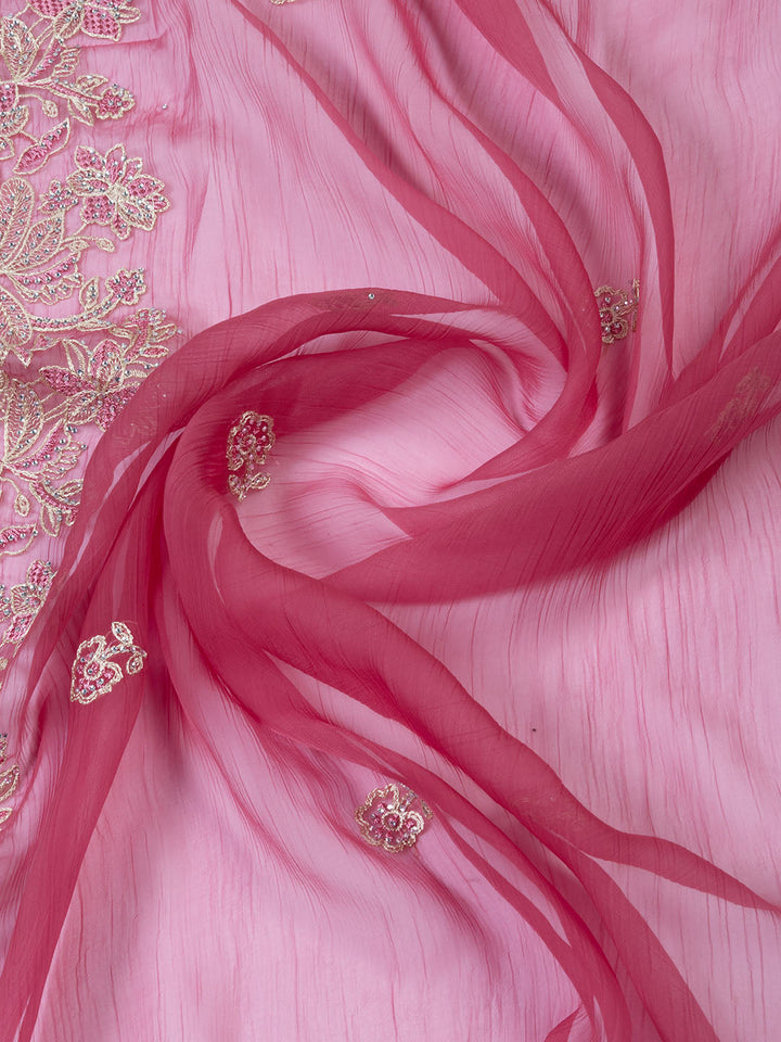 Embroidered Organza Unstitched Suit With Dupatta