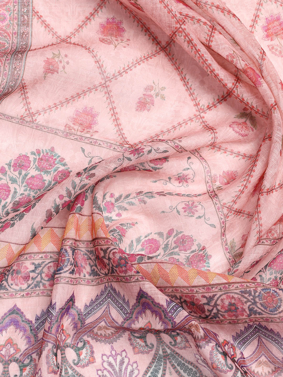 Printed Linen Unstitched Suit With Dupatta