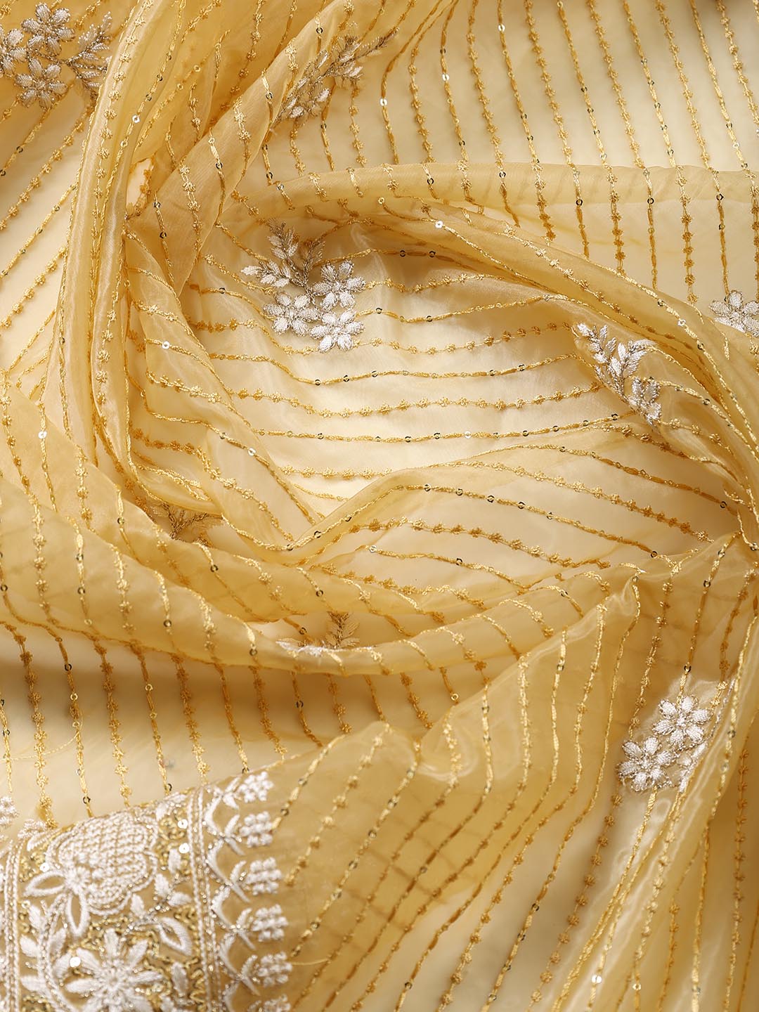 Embroidered Organza Unstitched Suit Piece With Dupatta