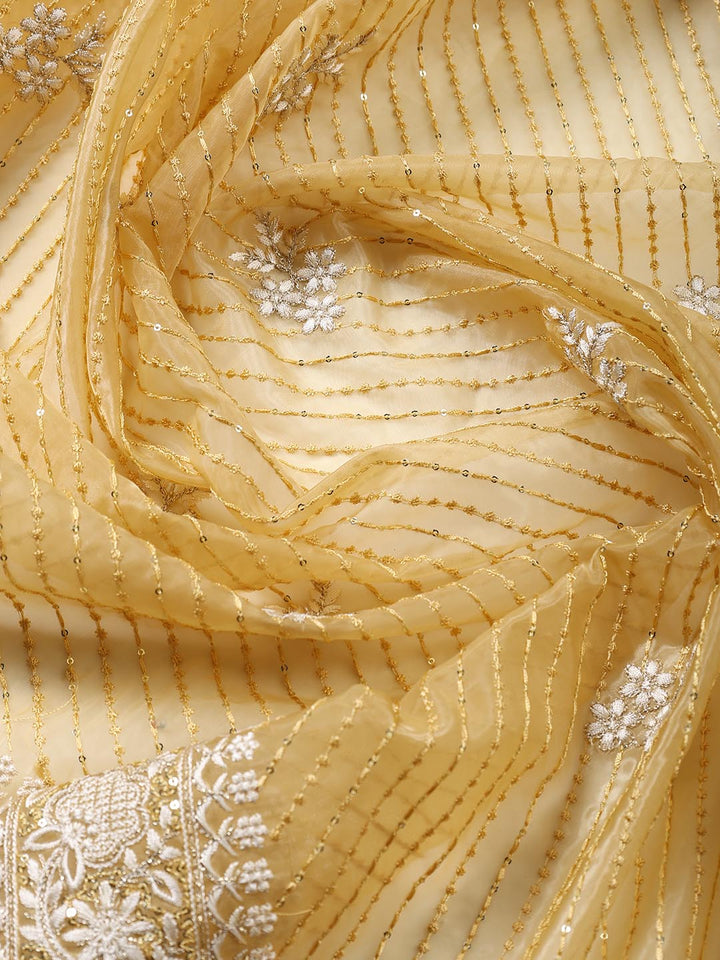 Embroidered Organza Unstitched Suit Piece With Dupatta