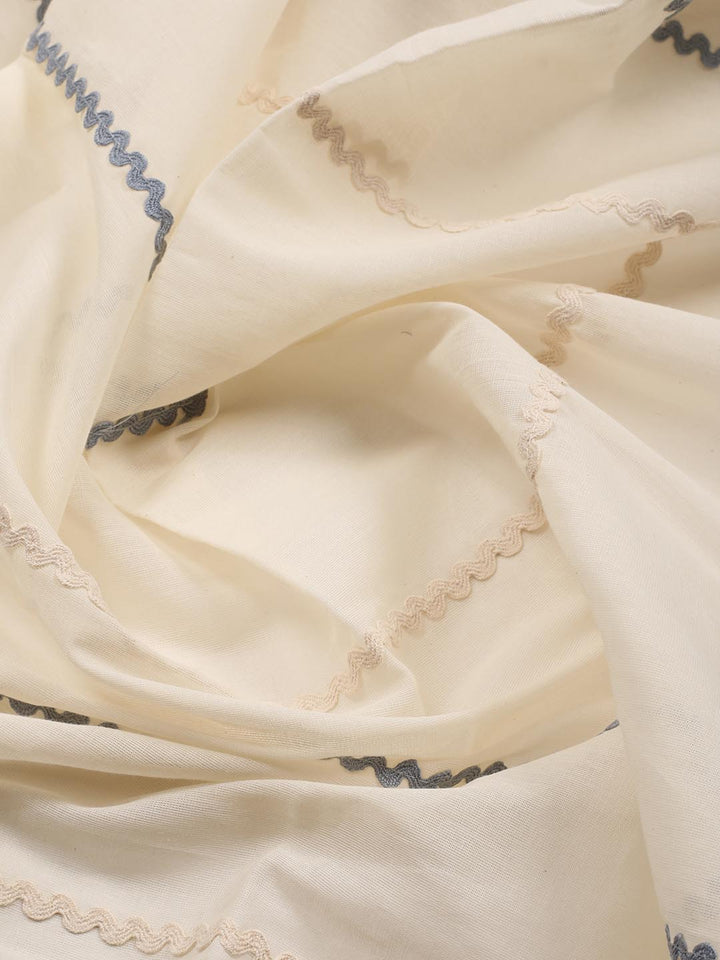 Neck Embroidered Cotton Blend Unstitched Suit Piece With Dupatta