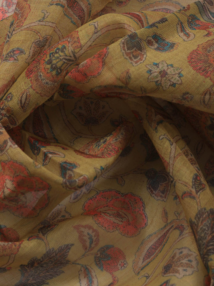 Embroidered Tissue Unstitched Suit Piece With Dupatta