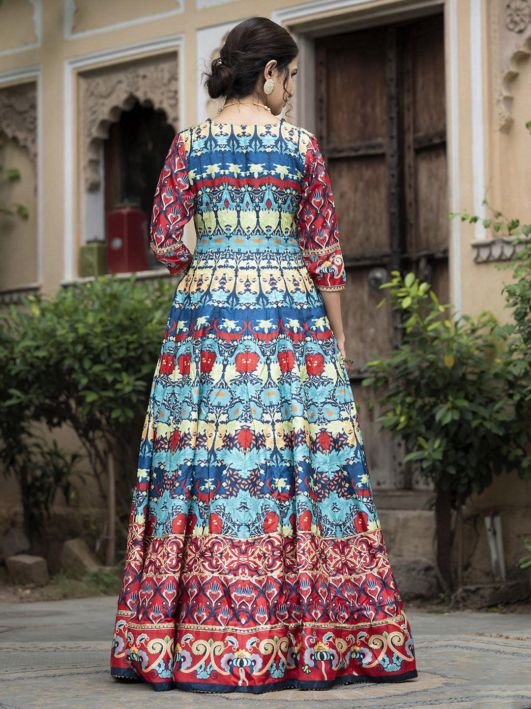 Digital Printed Anarkali Kurta With Churidar &amp; Dupatta