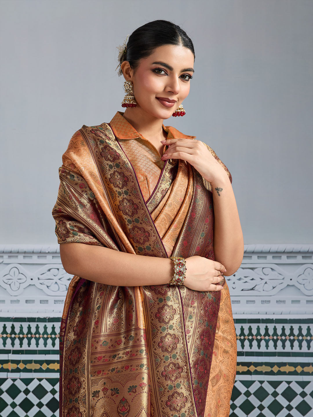 Woven Design Meenakari Kanjivaram Silk Saree