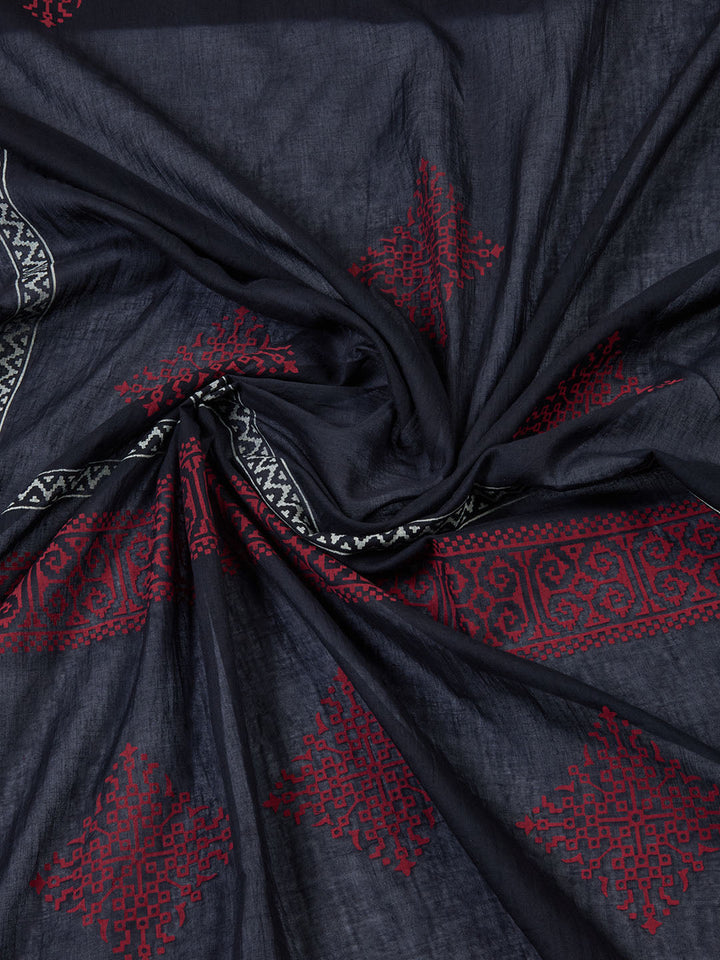 Printed Cotton Blend Unstitched Suit Piece With Dupatta