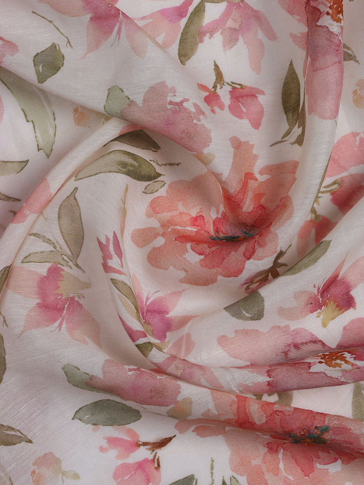 Printed Linen Unstitched Suit Piece With Dupatta
