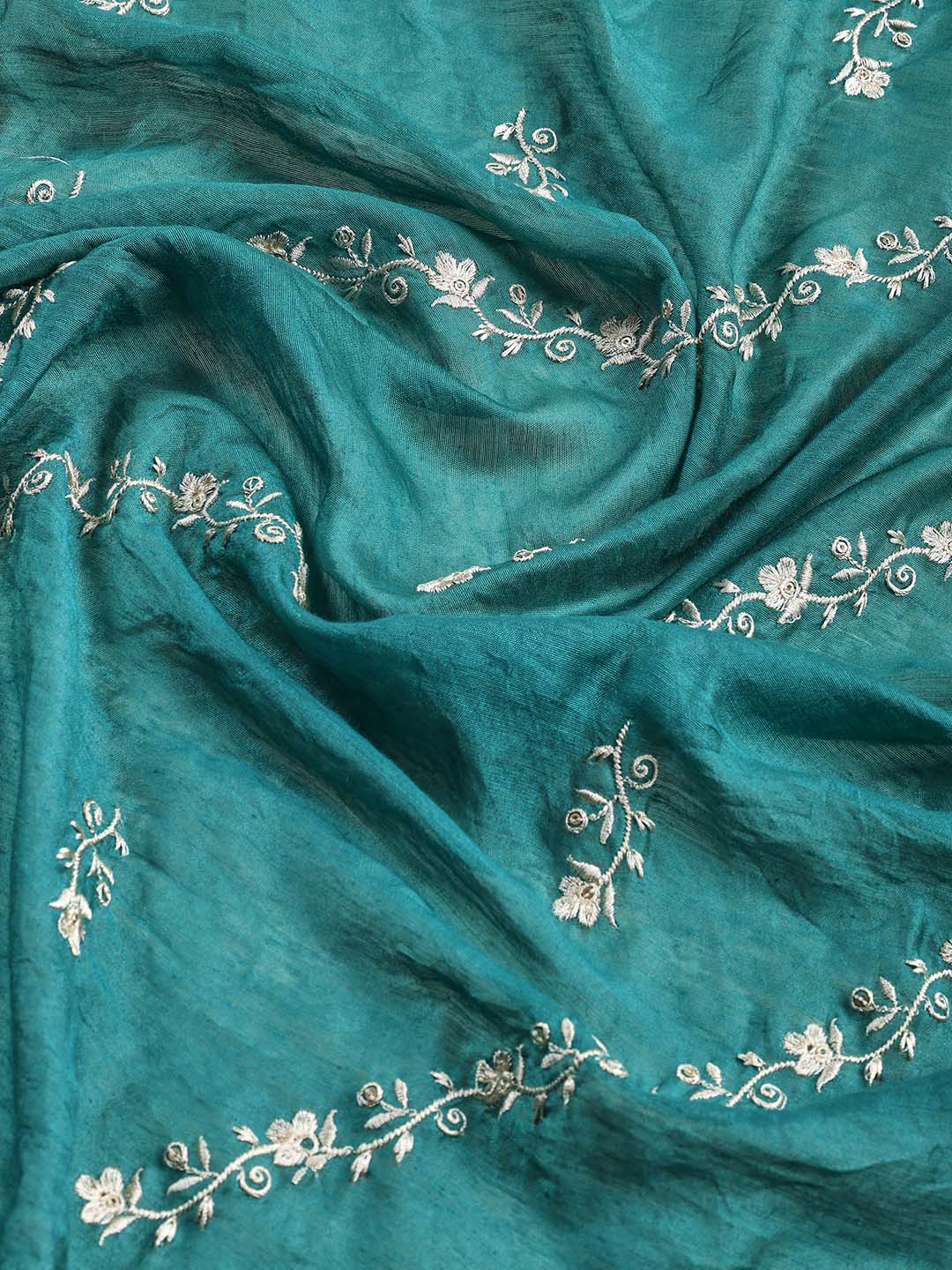 Neck Embroidery Cotton Blend Unstitched Suit Piece With Dupatta