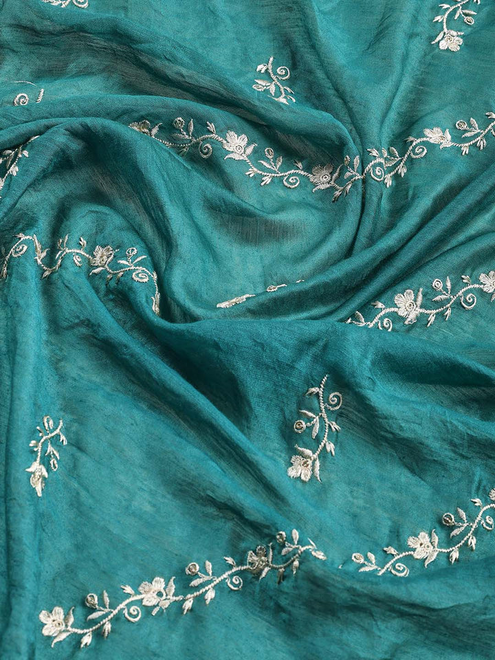 Neck Embroidery Cotton Blend Unstitched Suit Piece With Dupatta