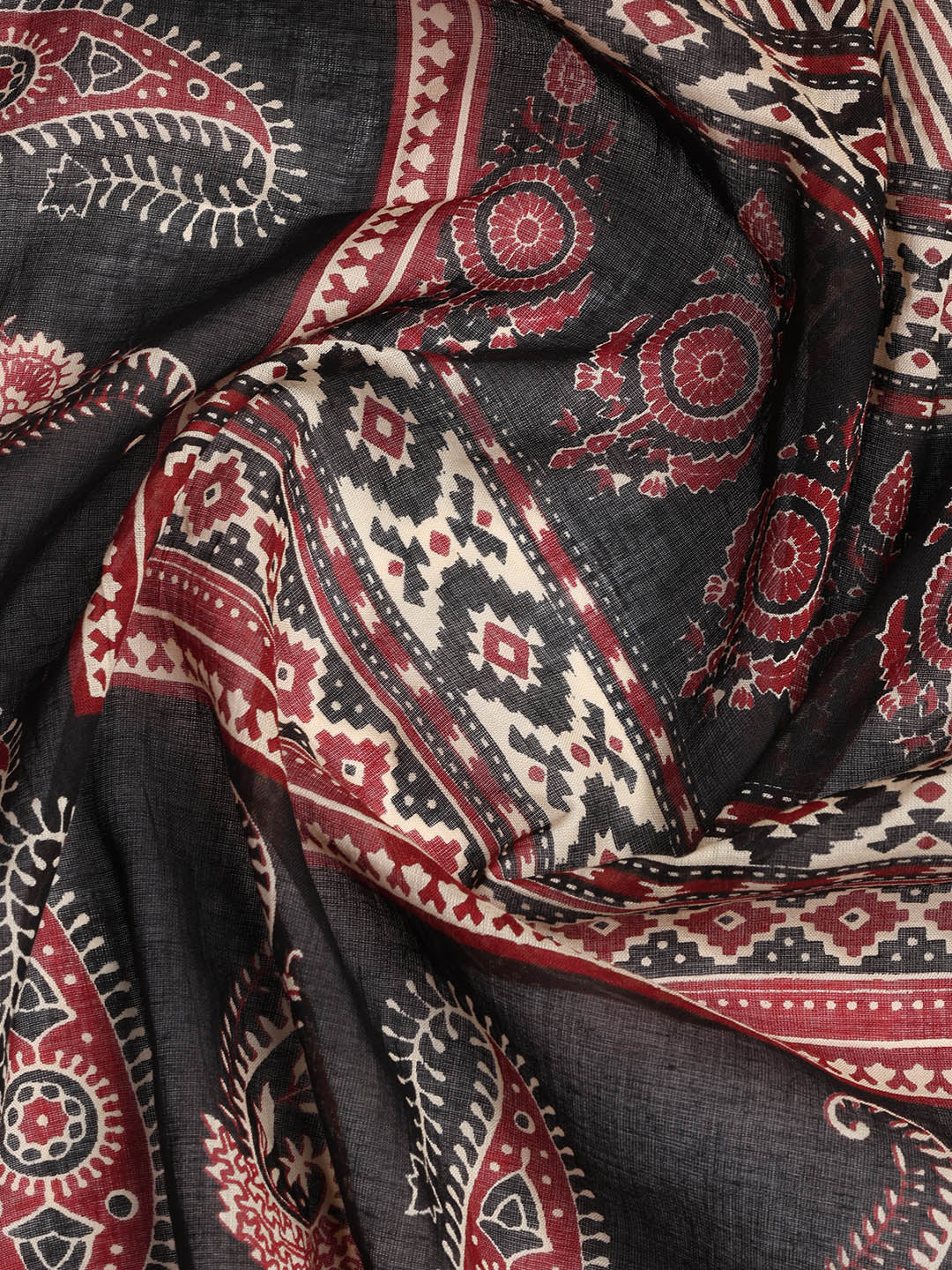 Patch Neck Cotton Blend Unstitched Suit With Dupatta