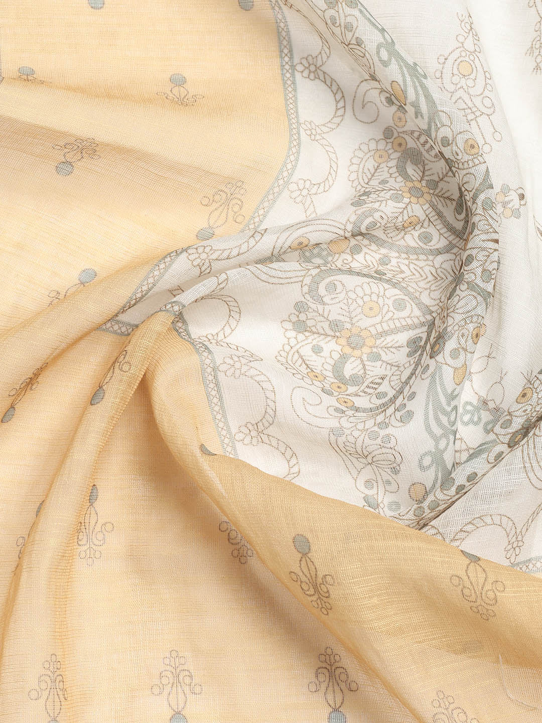 Printed Linen Unstitched Suit With Dupatta
