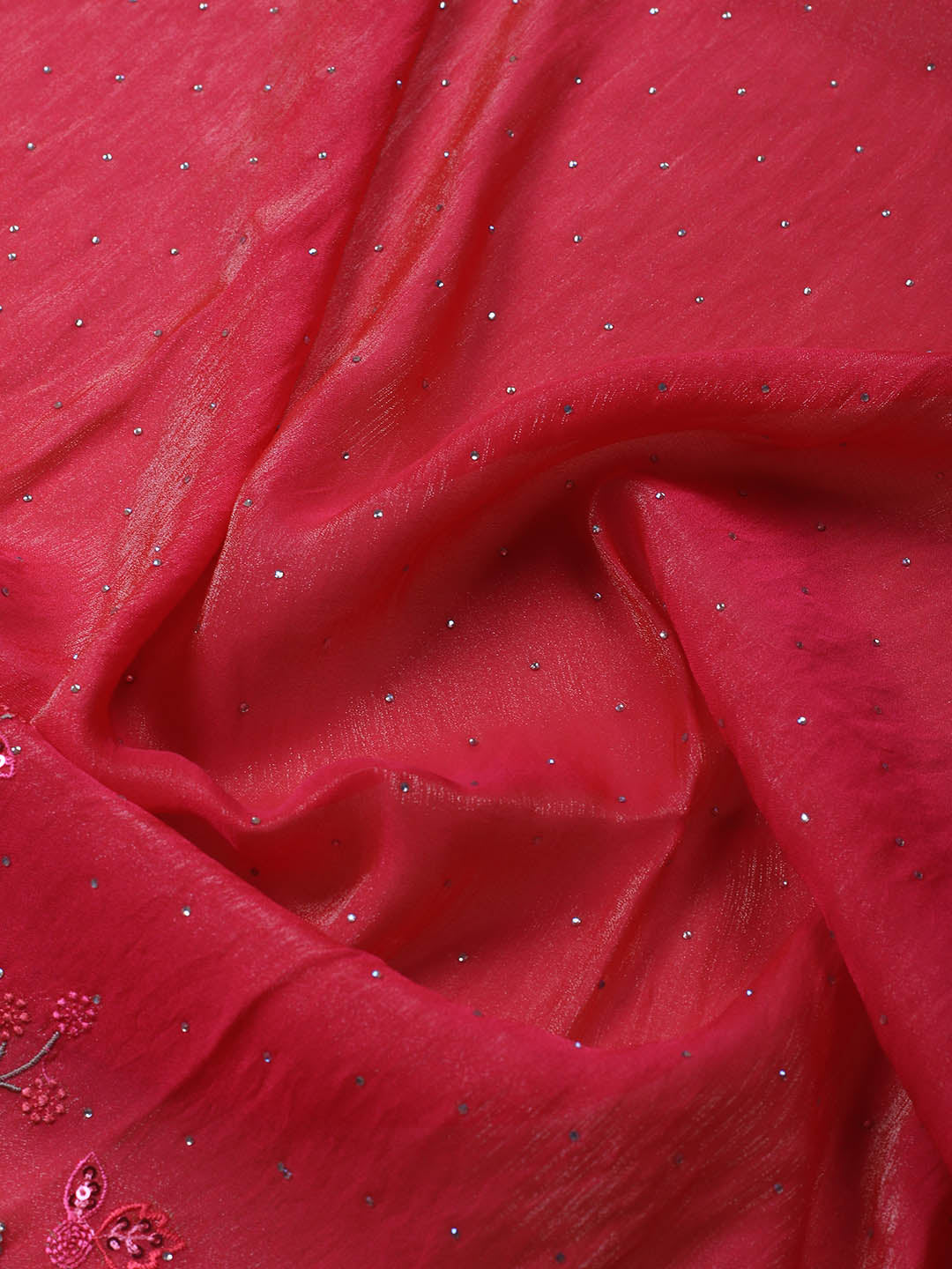 Embroidered Chinon Unstitched Suit With Dupatta