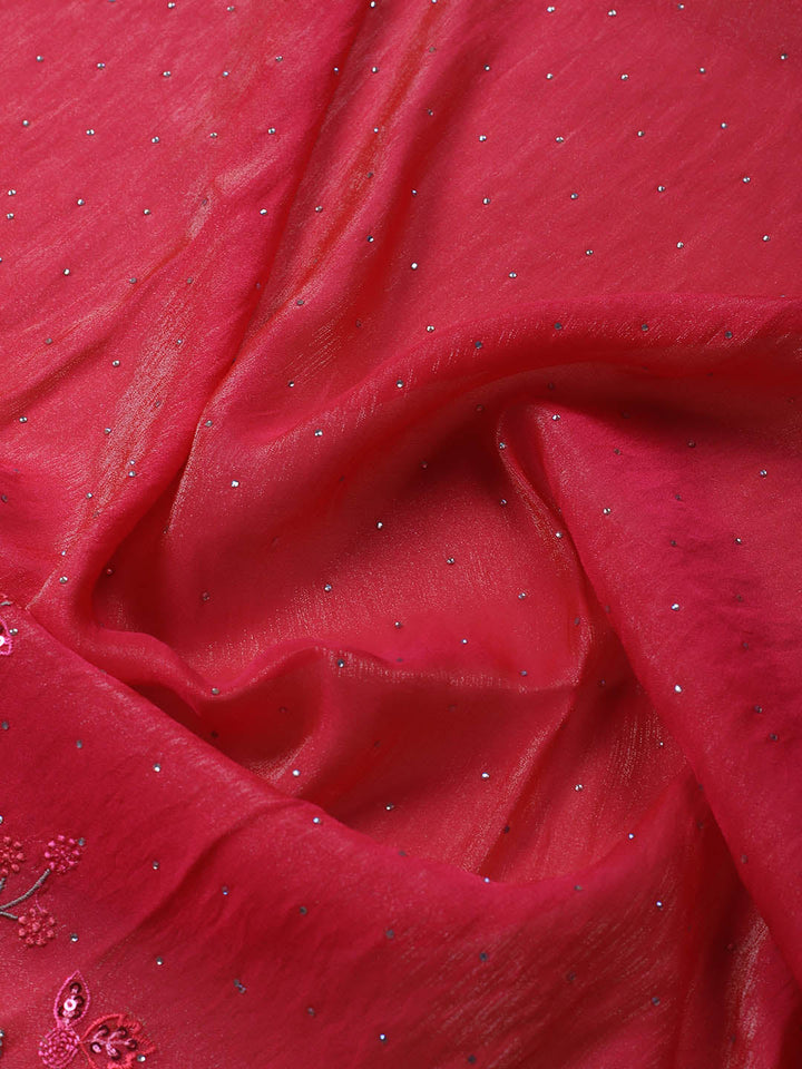 Embroidered Chinon Unstitched Suit With Dupatta
