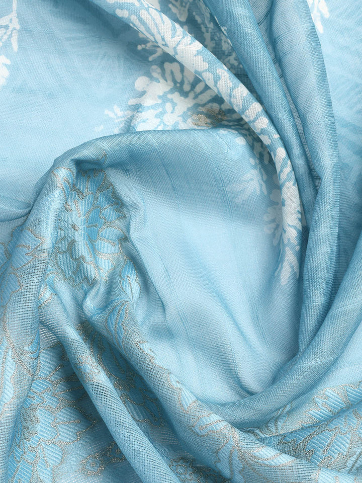 Printed Linen Unstitched Suit Piece With Dupatta