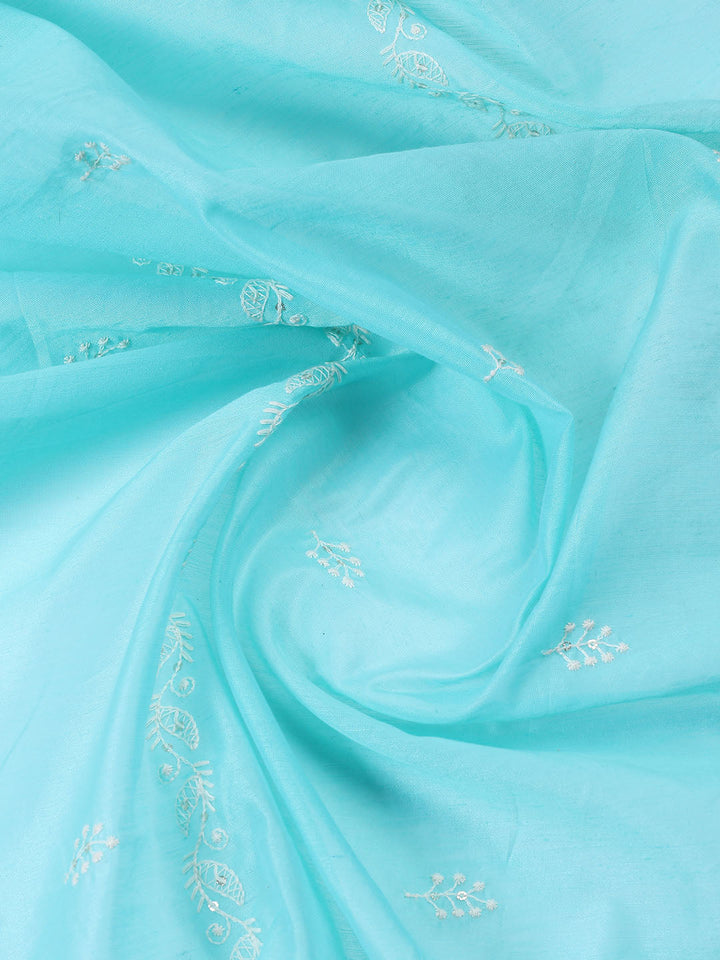 Embroidered Chanderi Unstitched Suit With Dupatta