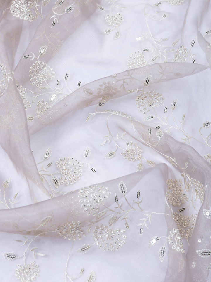 Embroidered Organza Unstitched Suit With Dupatta