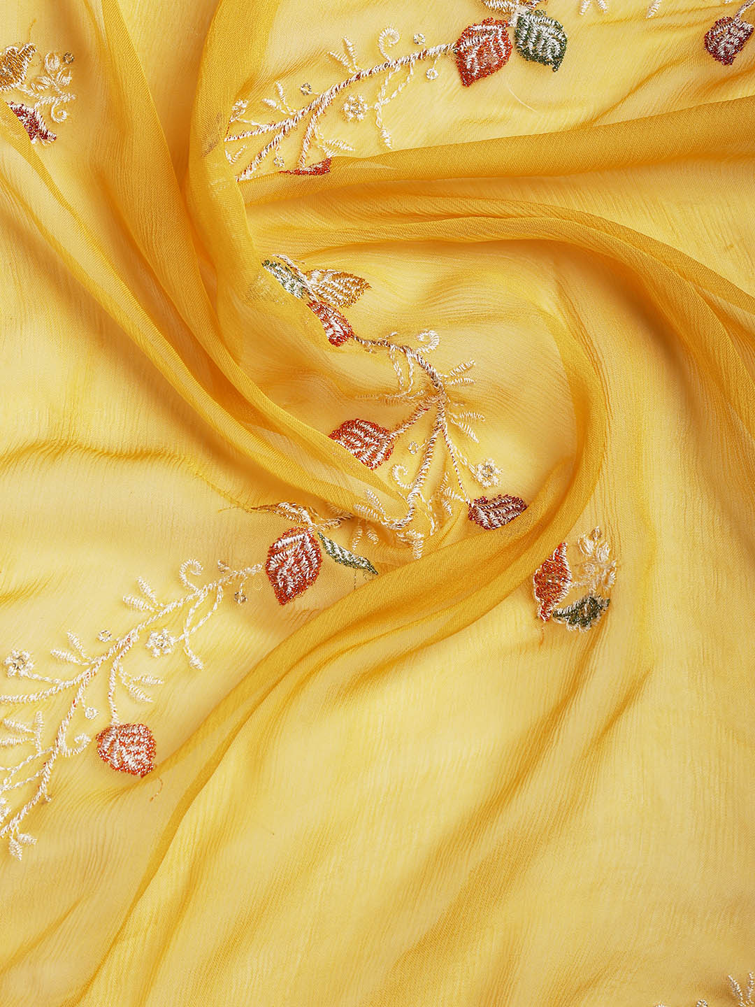 Embroidered Chinnon Unstitched Suit Piece With Dupatta