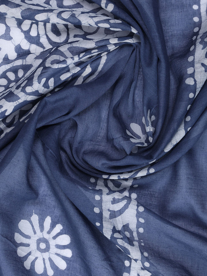 Printed Cotton Blend Unstitched Suit With Dupatta