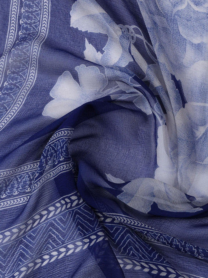 Printed Cotton Blend Unstitched Suit With Dupatta
