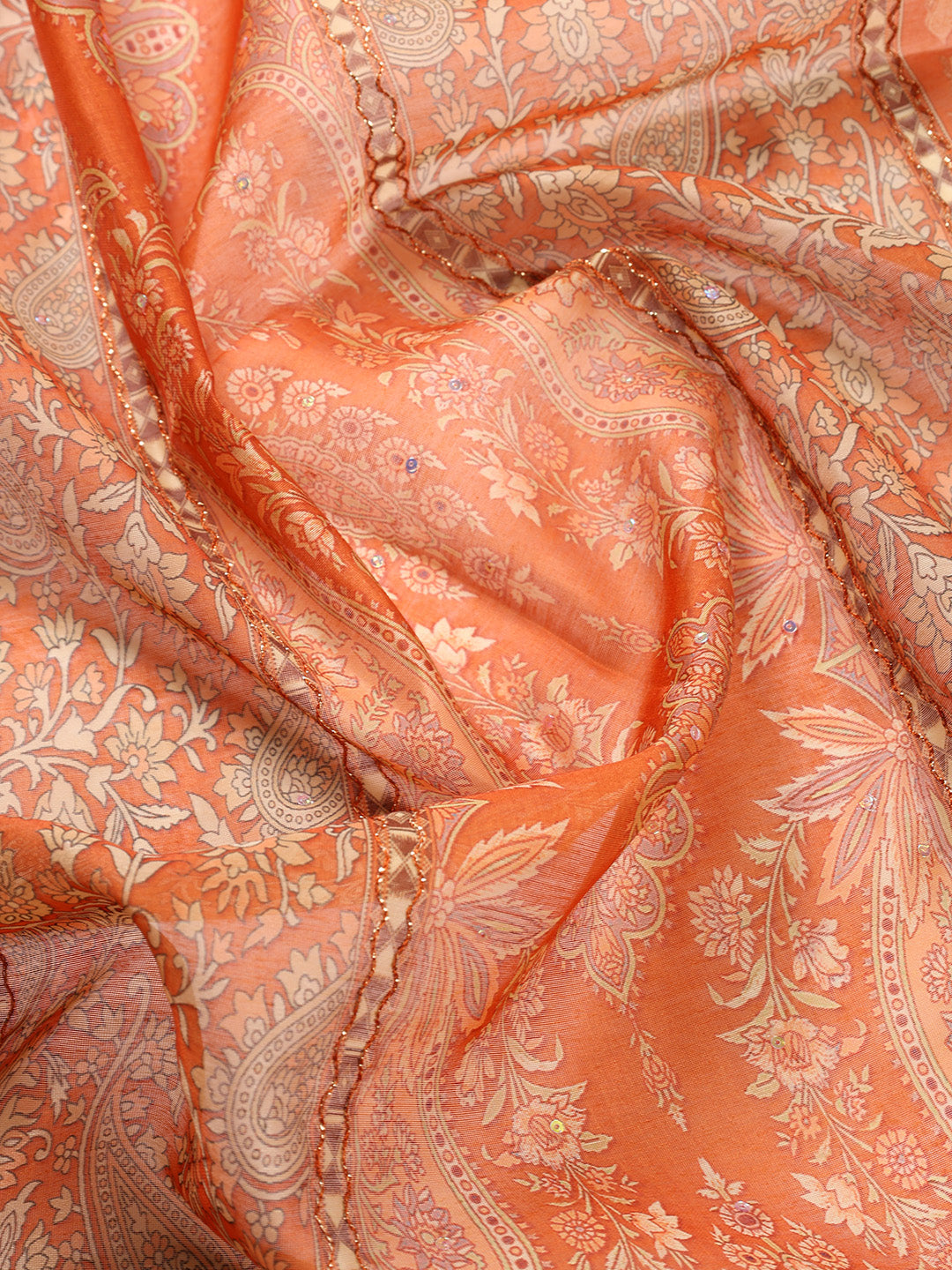 Neck Patti Chanderi Unstitched Suit With Dupatta