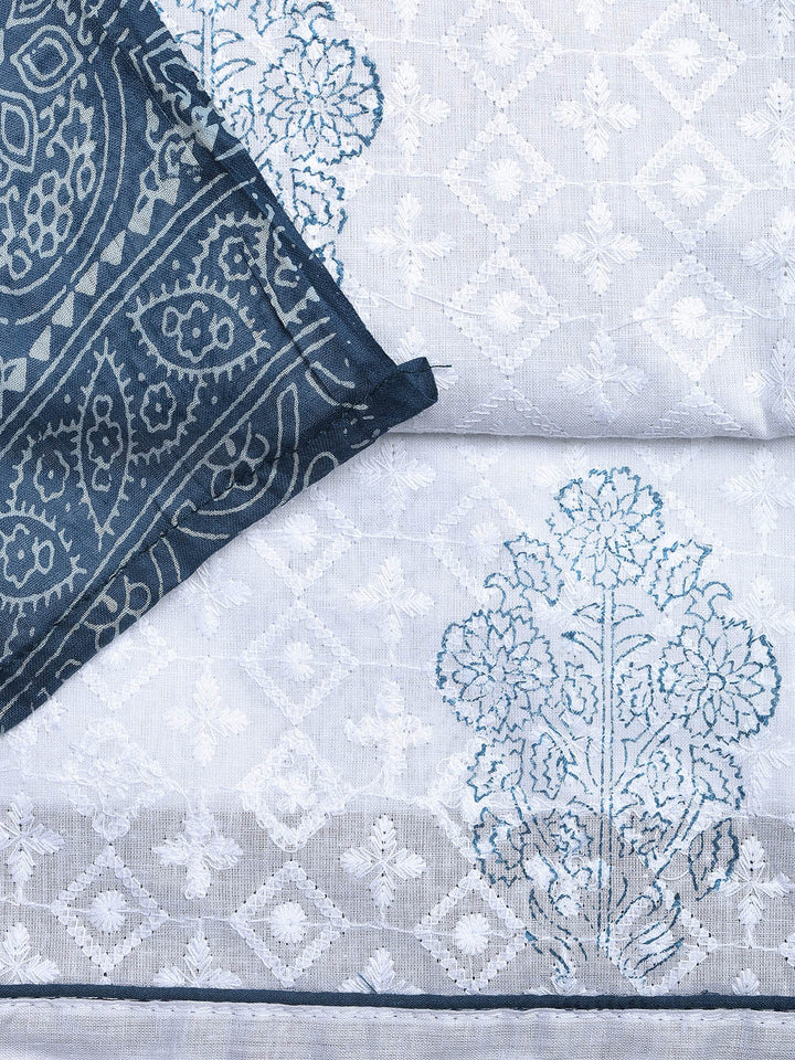 Printed Cotton Blend Unstitched Suit With Dupatta