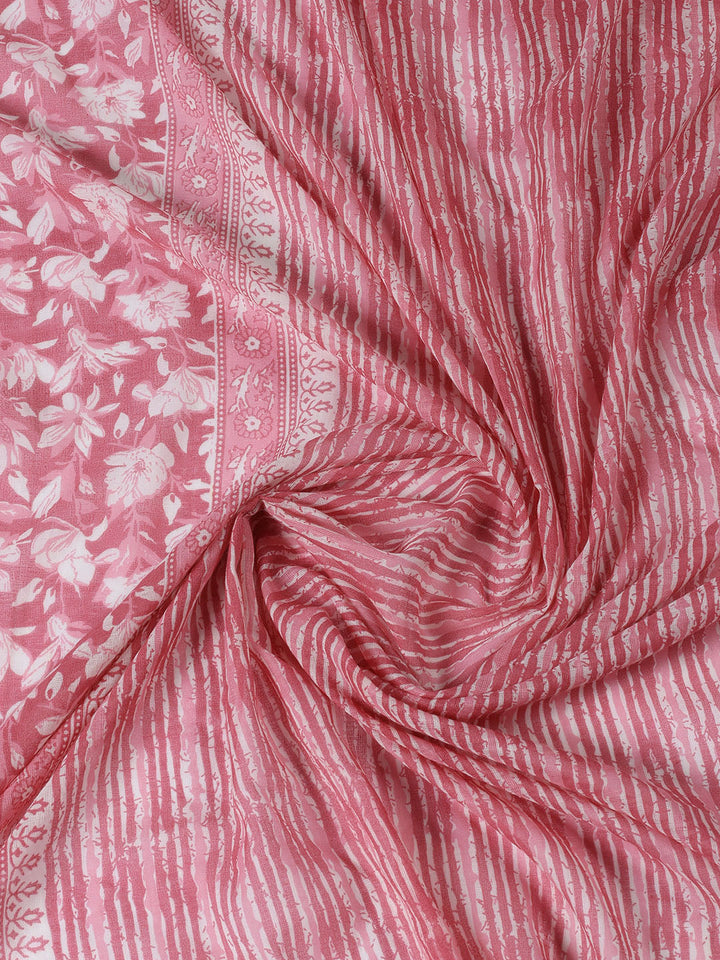 Printed Cotton Blend Unstitched Suit With Dupatta