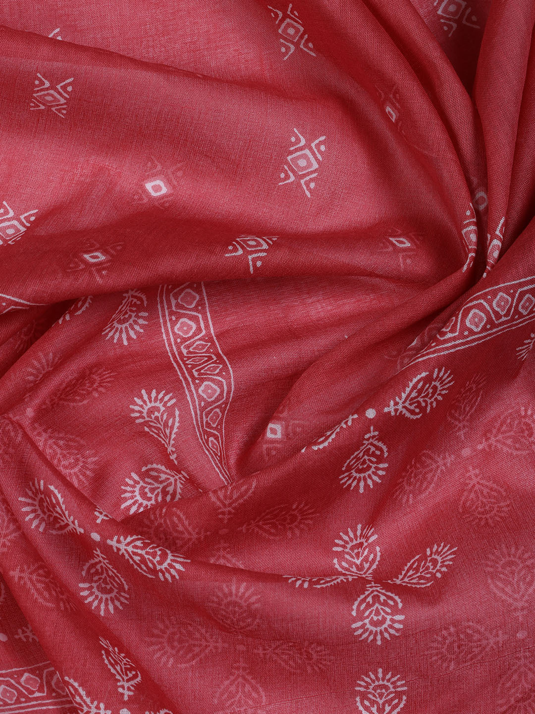 Neck Work Cotton Blend Unstitched Suit With Dupatta