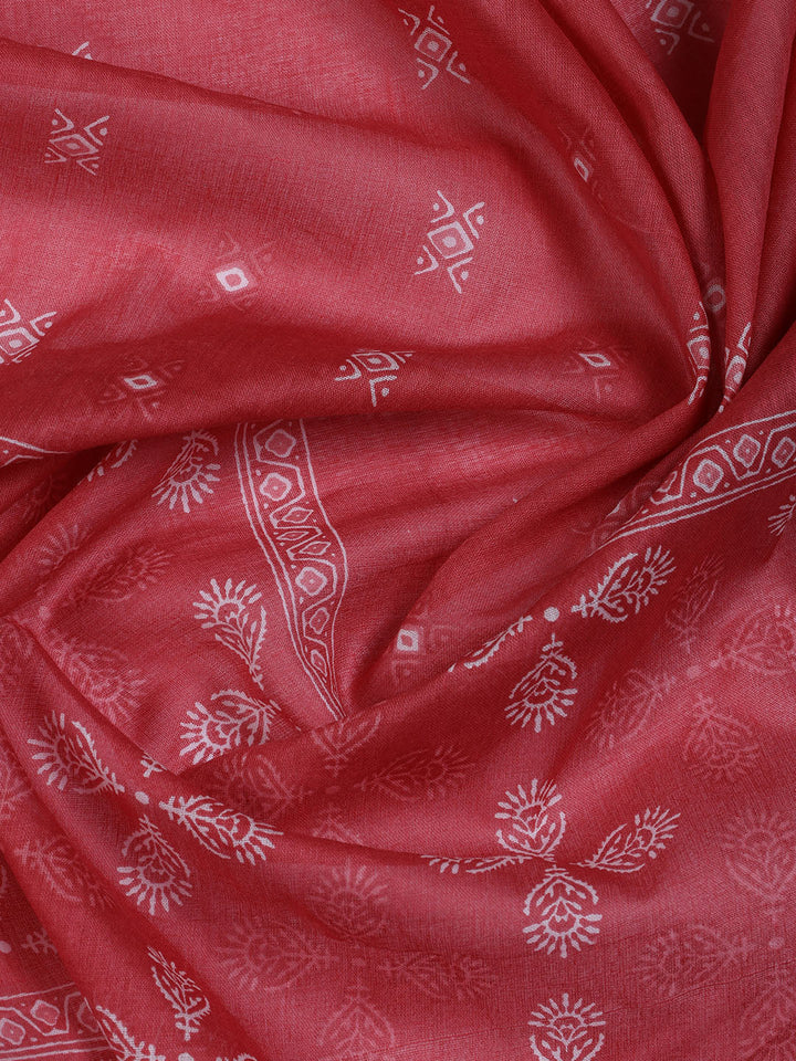 Neck Work Cotton Blend Unstitched Suit With Dupatta