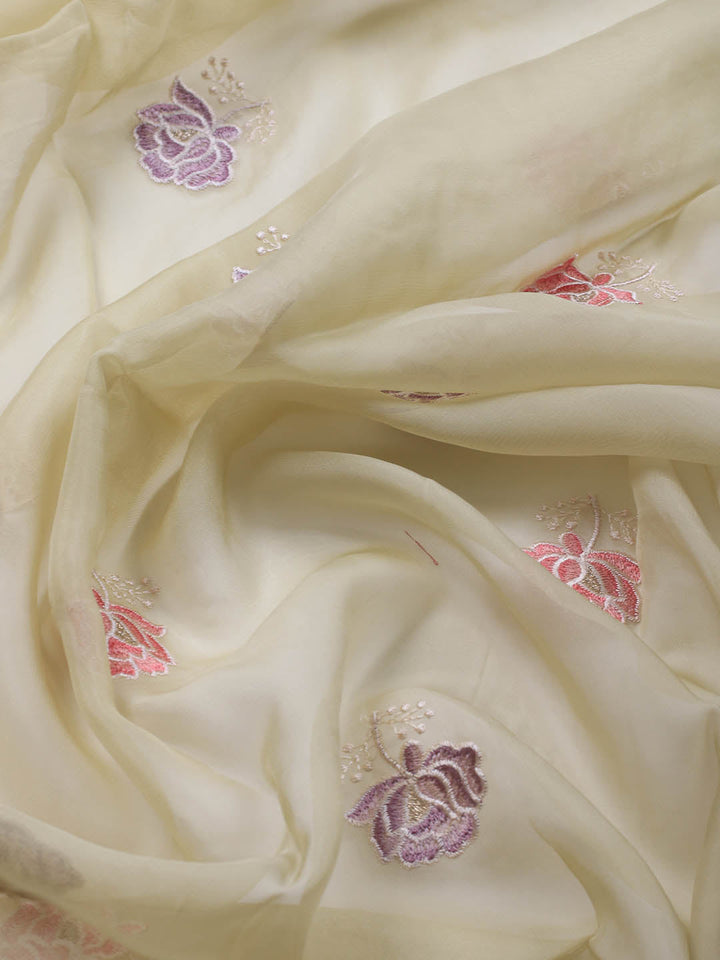 Neck Embroidery Organza Unstitched Suit Piece With Dupatta