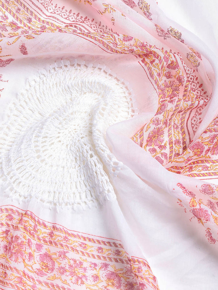 Printed Cotton Blend Unstitched Suit With Dupatta