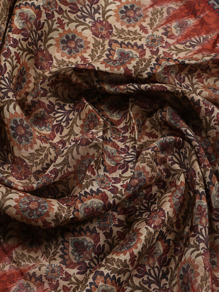 Printed Chanderi Unstitched Suit Piece With Dupatta